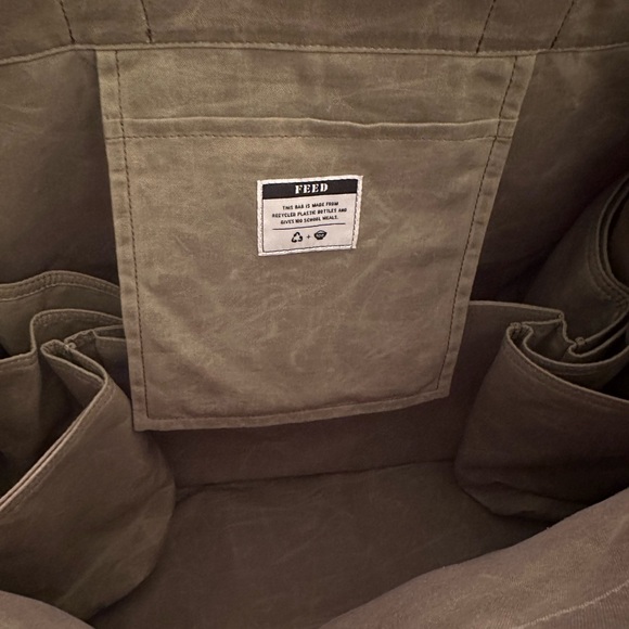 FEED Projects XL Market Structured Carry-All Organizer Tote Khaki Green NWT - Picture 8 of 16